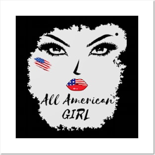 all american girl usa flag lips 4th of july Posters and Art